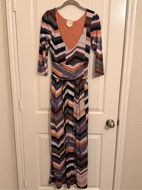 Anthropologie Maxi Dress in Peach and Multicolor
